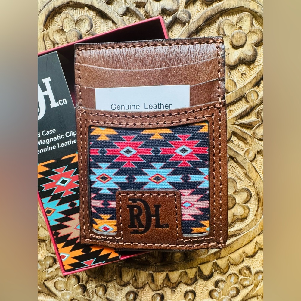 Red Dirt Hat Company Brown and Multicolor Card Holder and Money Clip NWT - Picture 2 of 7
